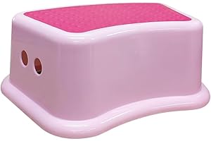 ANSIO Step Stool For Toilet with Non-Slip Surface, One Step Potty Step Stool for Toddlers For Bathroom And Sink, Plastic Kitchen for kids (Pink)