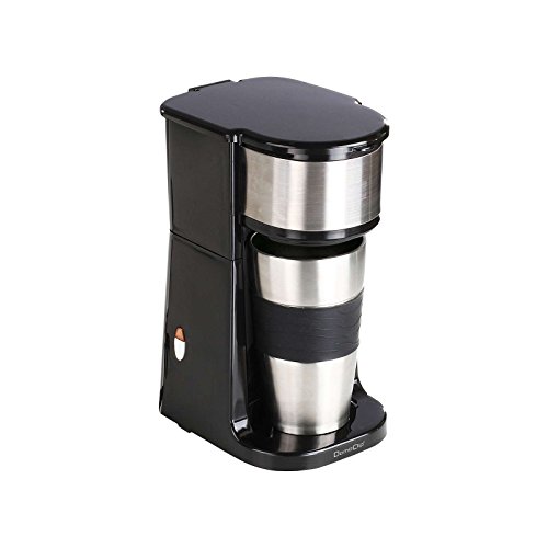 1-Tassen-Kaffeemaschine mit Thermobecher Edelstahl (Büro-Kaffeemaschine, Thermosbecher, 750 Watt, für Kaffeepulver oder Pads, Kaffeeautomat, schwarz) - 2