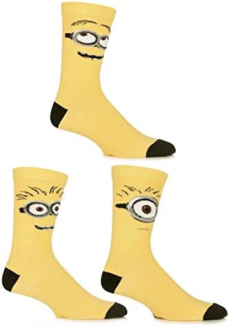 SockShop Mens 3 Pair Despicable Me Minions Faces Cotton Socks