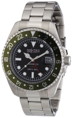 Nautec No Limit Deep Sea - Reloj analógico de caballero automático con correa de acero inoxidable plateada