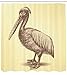 Produktbild MLNHY Vintage Yellow Shower Curtain, Hand Sketch Style Pelican Bird Wildlife Inspired Animal Artwork, Cloth Fabric Bathroom Decor Set with Hooks, Yellow Brown,Size:72W X 72L Inche