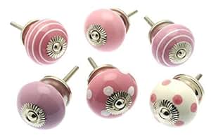 Vintage-Chic - Schrankknöpfe Gemischtes Set Pastell Rosa & Lila 6er