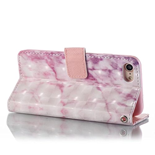 Lanpangzi PU Ledertasche Fall fÃ¼r iphone 7 Marmor Muster HÃ¼lle Bookstyle Tasche Flip SchutzhÃ¼lle mit Standfunktion Kartenfach Federung Hard Back Case - Rosa Marmor + Metall BerÃ¼hren Stift