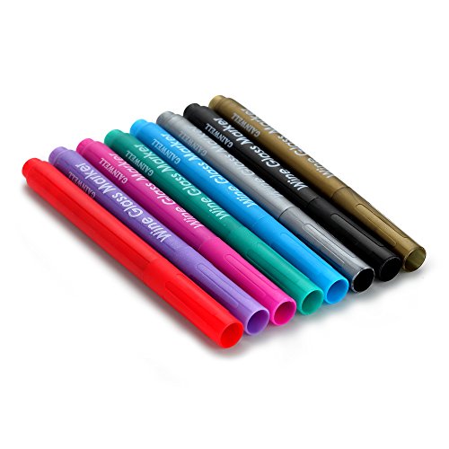 GAINWELL WEINGLAS MARKER / STIFTE – 8-teiliges Set, lebensmittelecht, zum Beschriften von Gläsern - 3
