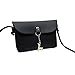 Produktbild Rovinci Frauen Umhängetasche Vintage Kleine Hirsch Anhänger PU Leder Crossbody Handtasche (Schwarz)