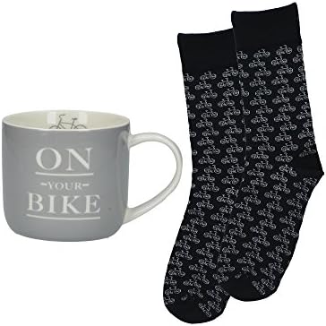 Creative Tops Earlstree & Co 'On Your Bike' Fine China Printed Mug and Sock Gift Set, 400 ml (2 Pieces)