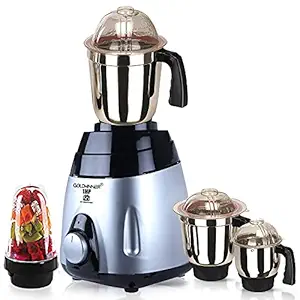 Goldwinner VGBMGF21 1HP Mixer Juicer Grinder with 4 Jars (1 Large Bullets Jar, 1 Liquid Blending Jar, 1 Dry Grinding Jar and 1 Chutney Jar) - Black Silver