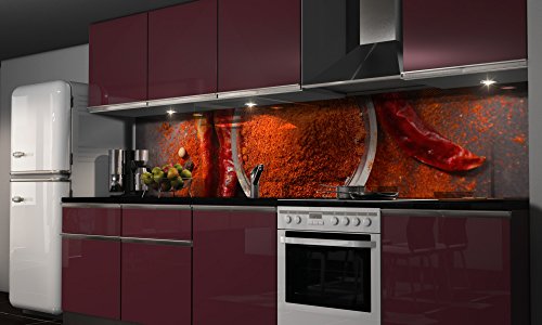 Küchenrückwand-Folie selbstklebend | Red Hot Chili | Klebefolie in verschiedenen Größen | Fliesenspiegel | Dekofolie | Spritzschutz | Küche | Möbel-Folie - 2
