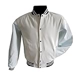 Windhound Original College Jacke weiß mit weißen Echtleder Ärmel XXXXL