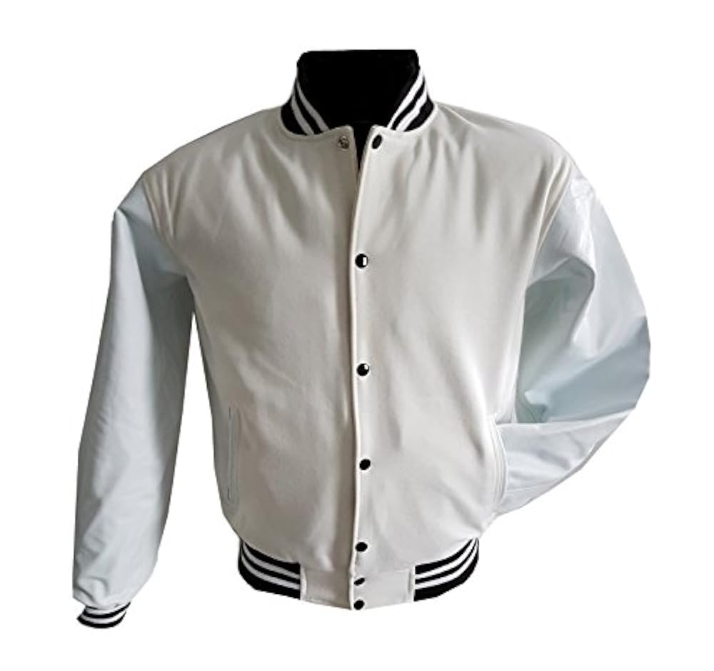 Windhound Original College Jacke weiß mit weißen Echtleder Ärmel XXXXL