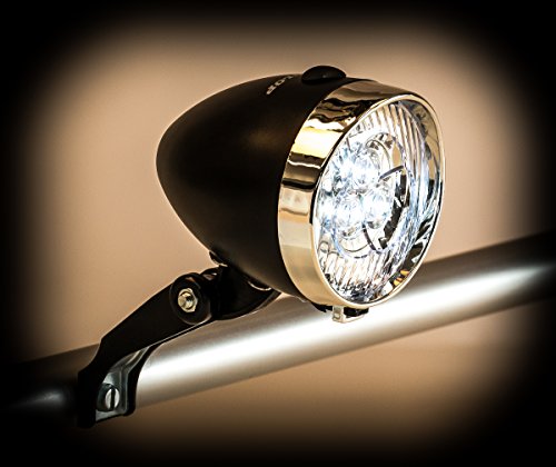 LED Fahrrad Frontscheinwerfer, 3 weiße LEDs, Retro-Design, ON/OFF-Schalter, batteriebetrieben - 5