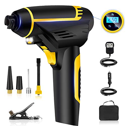 ZOYJITU Car Tyre Inflator Handheld Air Compressor Wireless Air Pump with Rechargeable Battery, MAX 1