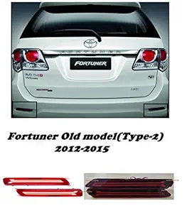 Palautolights Reflector Led Brake Light for Bumper Drl with Wiring Compatible with/Replacement for Fortuner 2012-2015 Models (Rear/Back) (Red) - Set of 2