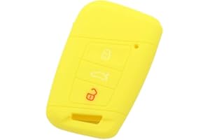 BROVACS Silicone Cover Protector Case Holder Skin Jacket Compatible with VOLKSWAGEN Passat B8 Magotan SKODA Superb A7 3 Button Smart Remote Key Fob CV9807 Yellow