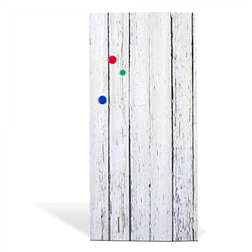 banjado – Magnettafel weiß Pinnwand 37x78cm Memoboard Whiteboard mit Motiv Weißer Bretterzaun - 4