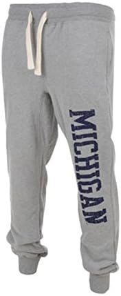 Mens American Freshman University of Michigan Wolverines Jogging Tracksuit Bottoms Casual Fleece Sweat Pant Cuffed Hem Joggers. Official University Apparel. Style - Fencepiece. Colour - Grey Marl. Size - Large