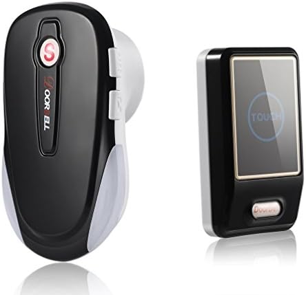 MIGVELA Wireless Digital Doorbell Kit, 1 Transmitters &amp; 1 Receiver, Door Ring Bells with Waterproof Touch Button, 28 Chimes, 4 Level Volume, LED Indicator, Black