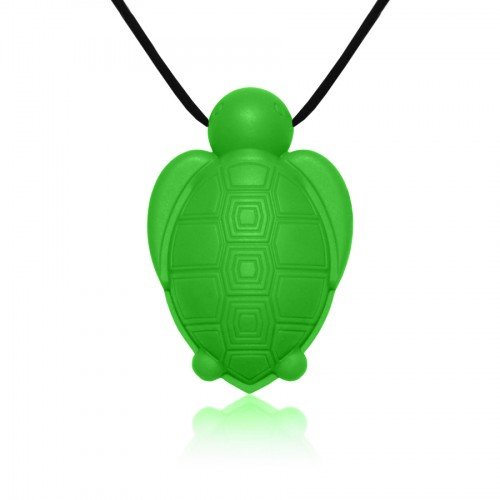 Chewable Turtle Pendant Necklace by Siliconies (Green) (Green)