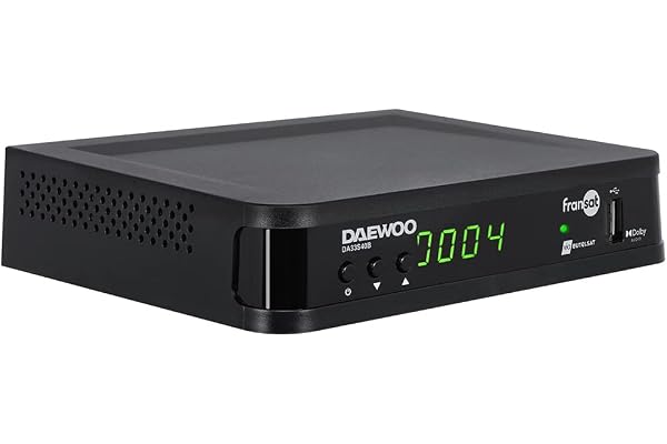 D2 Diffusion Daewoo Décodeur Satellite DVB S/S2 - FRANSAT - avec Carte d'abonnement Incluse - Dolby Digital Plus - AC3 - Tuner - EPG - avec télécommande
