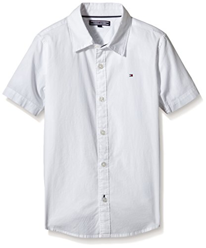 Tommy Hilfiger Baby-Boys Solid Poplin Slimfit Short Sleeve Plain Shirt, White (Classic White), 92