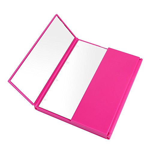 Hommii Faltbarer beleuchteter Schminkspiegel, Trifold Kosmetikspiegel Standspiegel Make Up Spiegel Klappspiegel mit 8-LEDs für die Reise oder das Bad (Batterie im Lieferumfang enthalten) - 4
