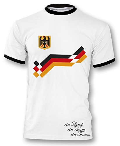 Luckja EM 2016 Trikot Deutschland Fanshirt Retro-Look Motiv 8 Herren Rundhals T-Shirt