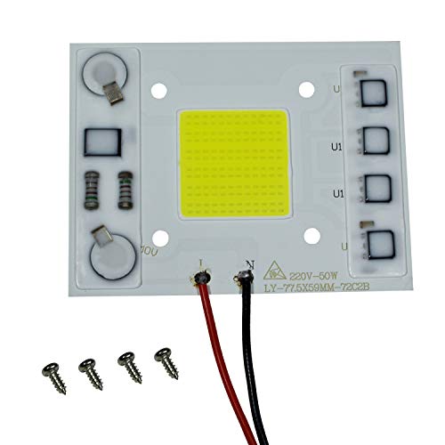 STBTECH Motor de luz LED 50 W Super brillante 220 V LED COB chip de entrada integrado inteligente IC controlador para inundación [Clase energética A+++]- 1 paquete