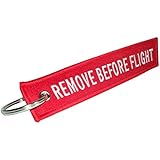 Red Embroidered 'Remove Before Flight' Keyring / Keychain / Luggage Tag