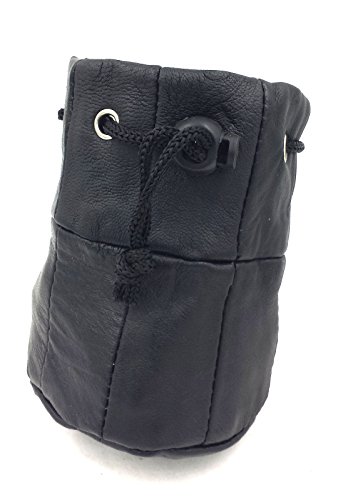 Price comparison product image Black Leather Stringed Coin Pouch