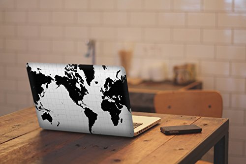 Zeug 10003, Weltkarte, Skin-Aufkleber Folie Sticker Laptop Vinyl Designfolie Decal mit Ledernachbildung Laminat und Farbig Design für Laptop 11.6″ - 3
