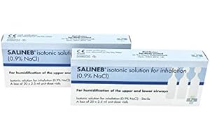 MEBIUSYHC 2 x Salineb Isotonic 0.9% Sodium Chloride NaCl Inhalation Saline Solution Humidifying Airway - 20 x 2.5 ml vials.