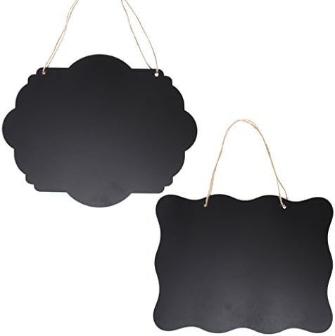 2 Pieces Double-Sided Chalkboard Sign, borte Message Board with Hanging String, 2 Shapes Blackboard
