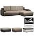 Produktbild Cavadore Ecksofa Leriot / Schlafsofa mit Strukturstoff und Kunstleder / Longchair rechts oder links montierbar / Inkl. Bettkasten und drei Rückenkissen / 262 x 86 x 163 cm (BxHxT) / Braun - Hellbraun