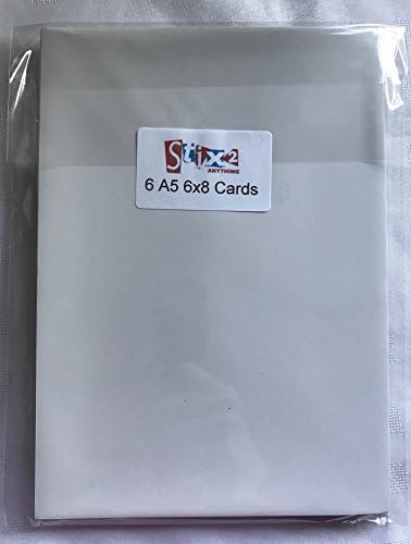 Pack Of 6 Stix2 300g A5 8"x 6" White Blank Cards And Envelopes For Card Making