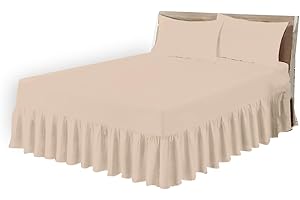 COTON MODE Latte Easy Iron Single Valance Sheet - Poly Cotton Single Bed Skirt Valance Sheet 92CM x 190CM - Polycotton Single Frilled Base Fitted Valance Sheet