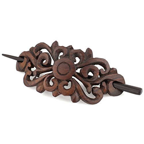 Evolatree - Hand Carved Sono Wood - Royal Butterfly Filigree - Hair Pin Barrette - 4"