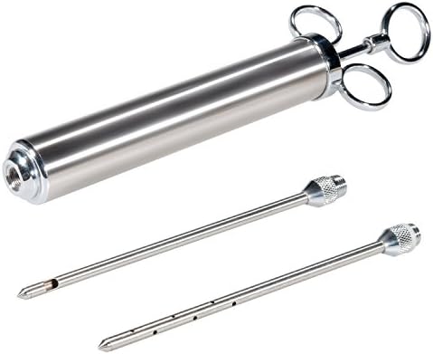 Lysport 304 Stainless Steel Meat Marinade Injector Seasoning Injector with 2-oz Large Capacity Barrel and 2 Professional Marinade Needles for Chicken Turkey and Beef