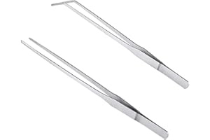 MMOBIEL 2 Pinzette in Acciaio Inossidabile/Molle 27 cm Lunghe dritte/Curve con Punta Dotata di Chiusura zigrinata di precisione per aquascaping, Giardinaggio, Cucina, lavori industriali