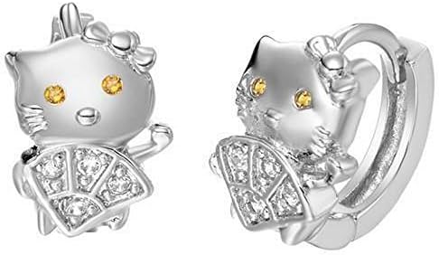 Hello Kitty Sterling Silver 925 Creole Earrings