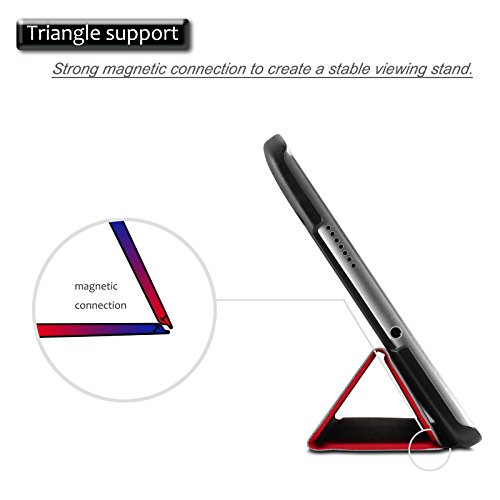 Huawei MediaPad M3 8.4 Hülle, Infiland Ultra Dünn Tri-Fold Smart-Muschel PU Leder Ultra Schlank Superleicht Ständer Smart Shell Cover Schutzhülle Etui Tasche für Huawei MediaPad M3 8.4 Tablet-PC (mit Auto Schlaf / Wach Funktion)(Rot) - 6