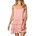 Produktbild BHYDRY Womens Summer Casual Natural Taille Soild Sleeveless Sling Rüschen Club Midi-Kleid