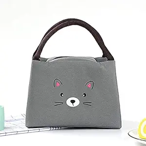 LEVGRY Cute Cold Bag Cartoon Kids Lunch Bag for Women Black Dog Thickened Hot Breakfast Food Box Portable Picnic Trip (Multi)