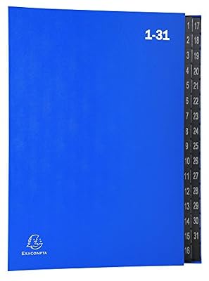 Exacompta Ordonator 57042E Trieur rigide économique 32 compartiments numériques 24 x 34 Bleu
