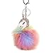 Price comparison product image Cute Fluffy Key Chain Unicorn Pendant,Omiky® Pompom Keyring Toy Xmas Gift for Handbag Car Decoration (Gold)