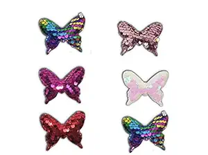 Alborz Butterfly Glitter Hair Clips for Girl Multi Color Sparkly Sequins Hair Bows Alligator Clips for Baby Girls Teens Toddlers (6 Pieces)