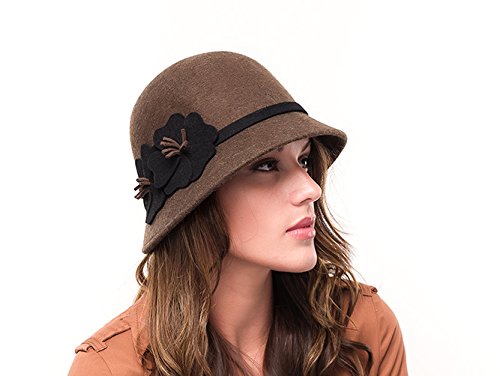 Ladies Brown Vintage Fashion Wool Felt Cloche Bethany