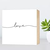 love - einzigartiges Holzbild 15x15x2cm zum Hinstellen und Aufhängen, echter Fotodruck mit Spruch auf Holz - schwarz-weißes Wand-Bild Aufsteller Holz-Schild Wandschild Holzdeko zur Dekoration im Büro und Daheim oder als Geschenk Mitbringsel Geschenkidee zum Umzug Einzug Geburtstag Hochzeit für Freundin Mutter Schwester Familie ... Poster Kunst-Druck Home Deko - Lebensweisheit Regeln für Zufriedenheit & Glück