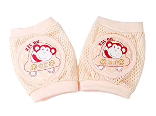 2 Pairs Cute Infant Toddler Baby Knee Pad Crawling Safety Protector PINK Monkey