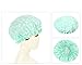 Moolecole Women Cute Love Heart Printed Waterproof Shower Cap Double Layer Bathing Cap Elastic Band Spa Shower Hat Green