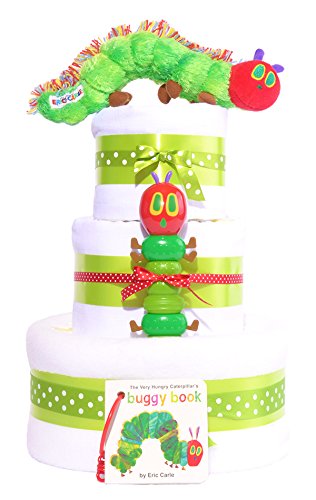3 tiers - The Very Hungry Caterpillar nappy cake baby gift hamper basket unisex - FAST & FREE DELIVERY!